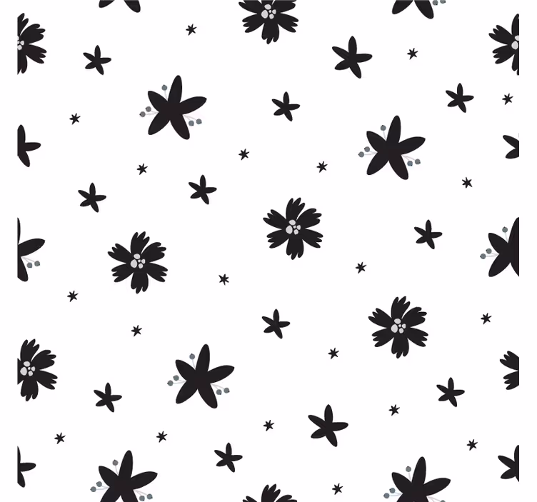 Papier peint floral motif floral noir et blanc - TenStickers