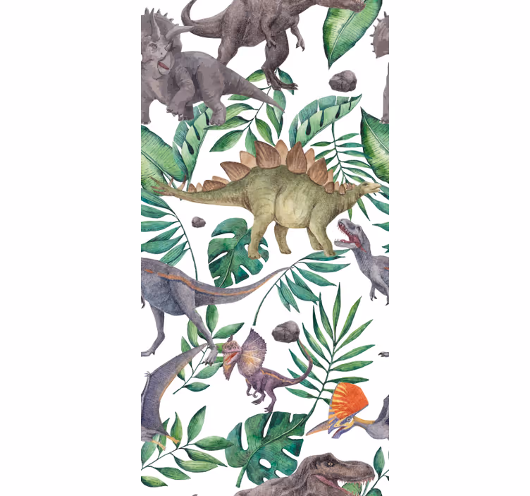 Papier peint dinosaures motif aquarelle jurassique - TenStickers