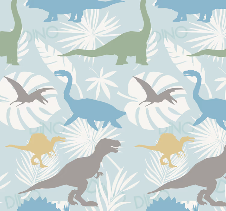 Papier peint dinosaures motif pastel - TenStickers