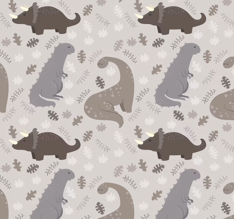 Papier peint dinosaures motif gris - TenStickers