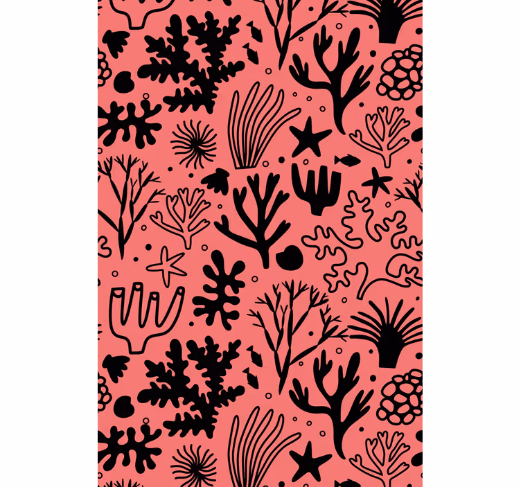 Papier peint arbres feuilles australiennes rouge et noir - TenStickers