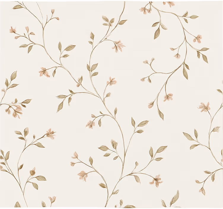 Papier peint salon fond blanc avec fleurs - TenStickers