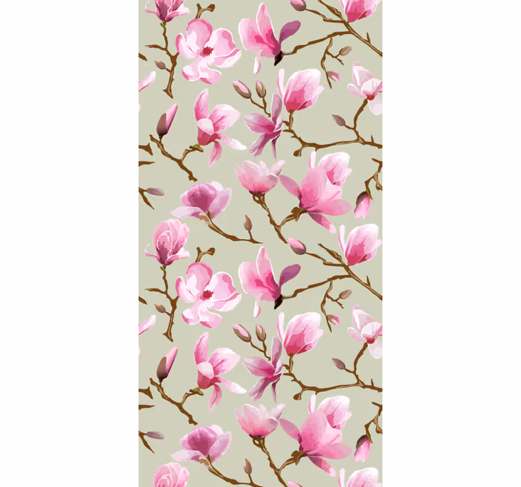 Papier peint cuisine fleur de magnolia rose - TenStickers