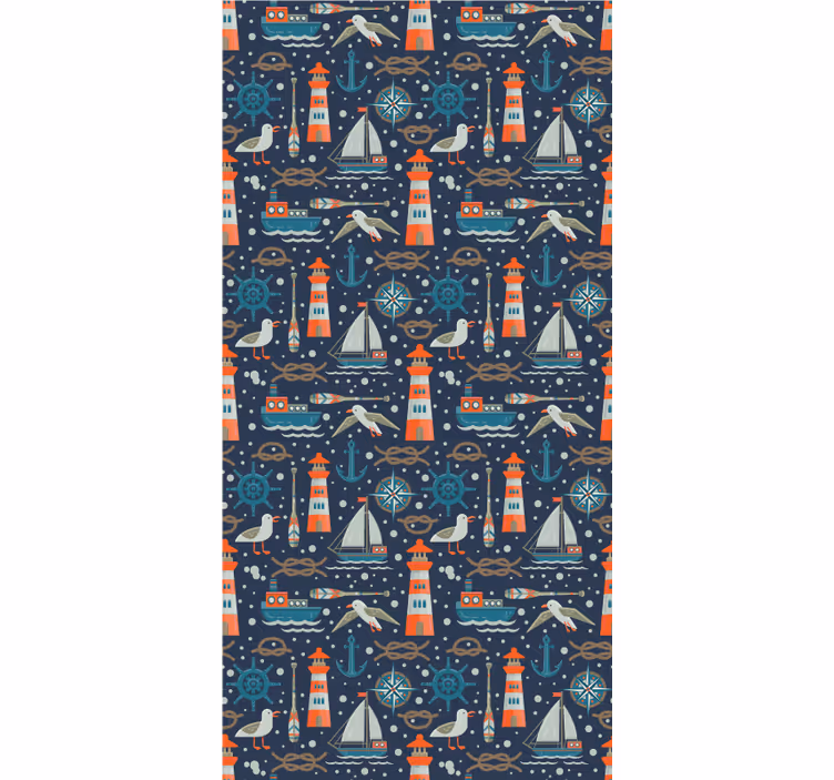 Papier peint moderne motif agréable avec éléments marins - TenStickers