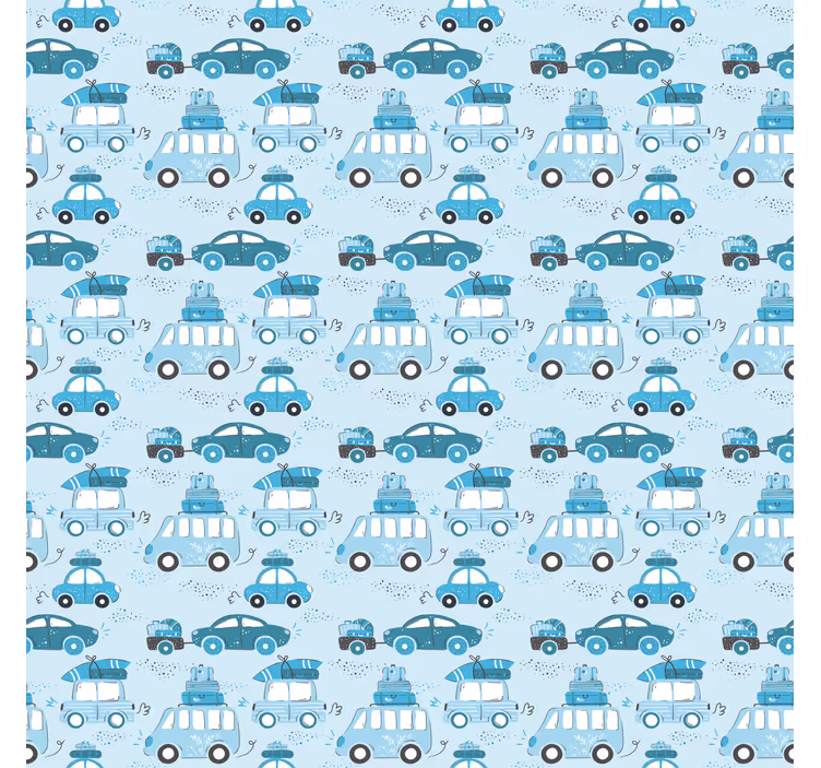 Papier peint chambre enfant motif voitures bleues - TenStickers