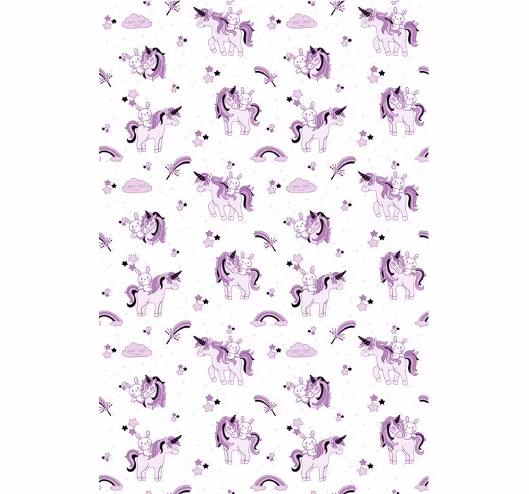 Papier peint chambre enfant licornes violettes féeriques - TenStickers