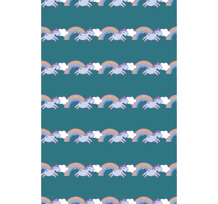 Papier peint chambre enfant licornes et arcs-en-ciel - TenStickers