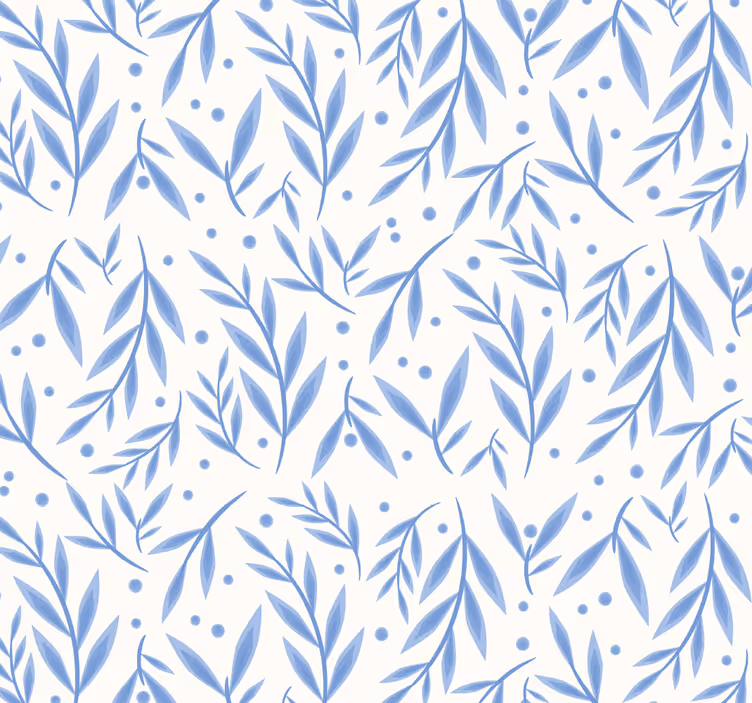 Papier peint salle de bain motif bleu et blanc - TenStickers