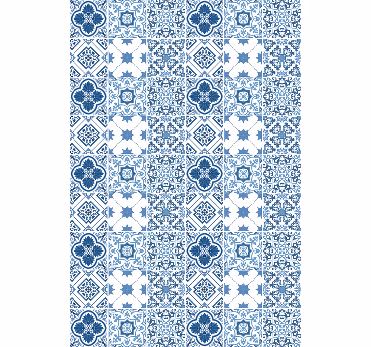 Papier peint salle de bain motifs bleus élaborés - TenStickers