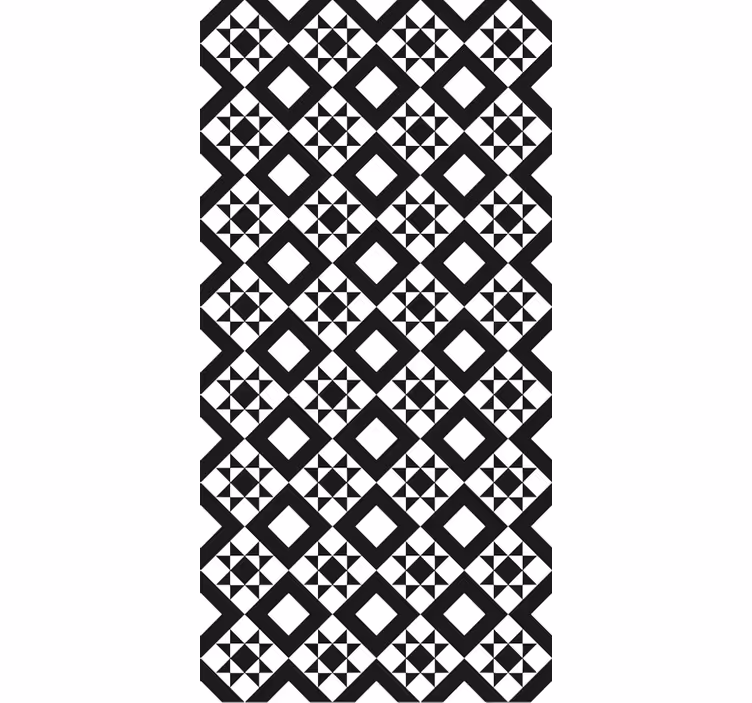 Papier peint cuisine carrelage géométrique noir et blanc - TenStickers