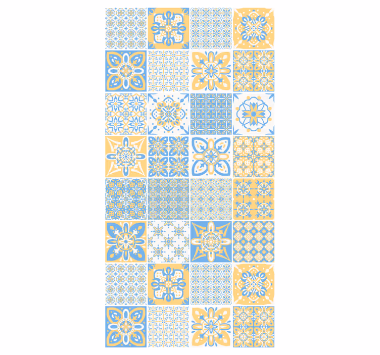 Papier peint cuisine carreaux portugais mixte - TenStickers