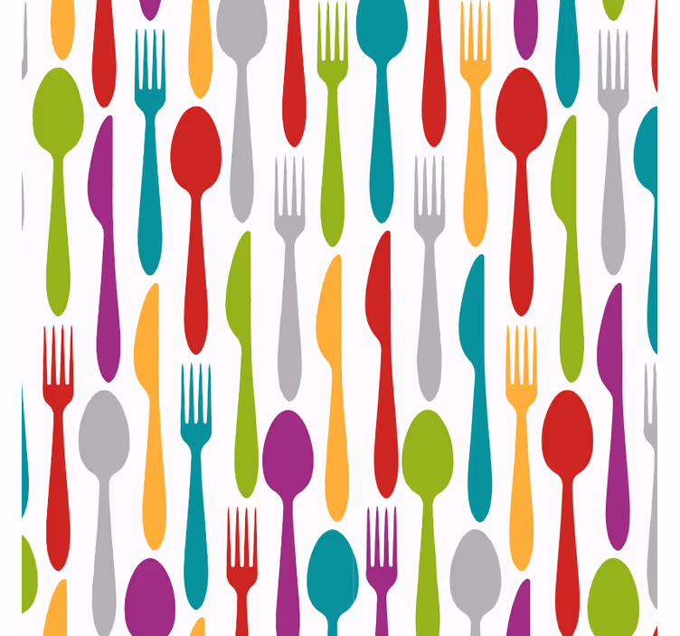 Papier peint cuisine ustensiles de table - TenStickers