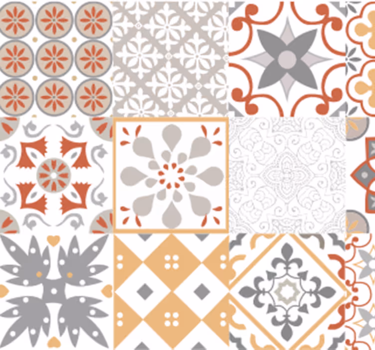 Papier peint cuisine mosaïque orange - TenStickers