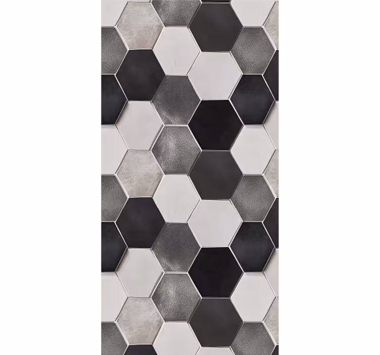 Papier peint cuisine hexagones gris - TenStickers