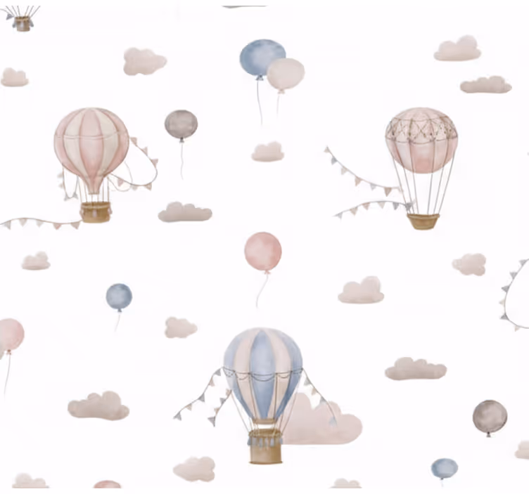 Papier peint salon ballon chaud en pastel - TenStickers