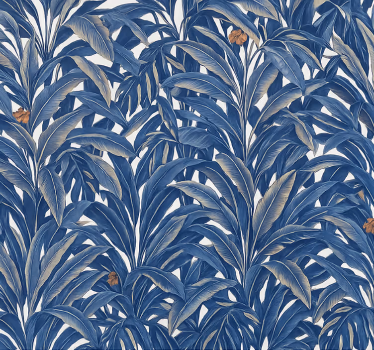 Papier peint chambre adulte jungle indigo luxuriant - TenStickers