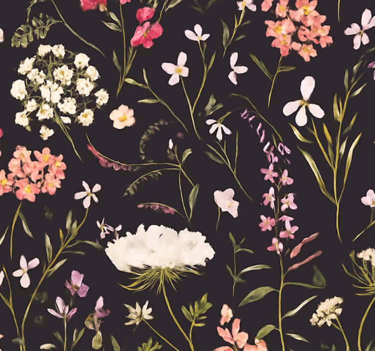 Papier peint salon fleurs de printemps sombres - TenStickers