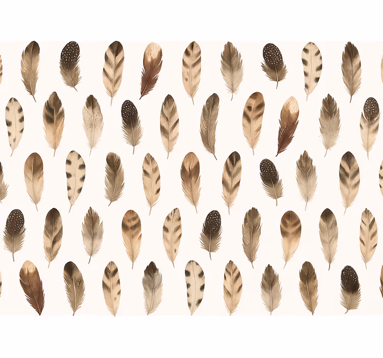 Papier peint salon motif plumes organiques - TenStickers