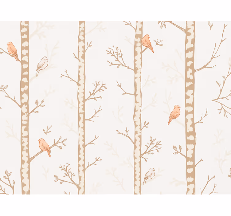 Papier peint chambre enfant motif oiseaux et arbres - TenStickers