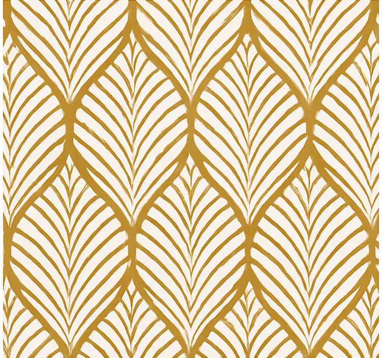Papier peint moderne motif de feuilles géométriques dorées - TenStickers
