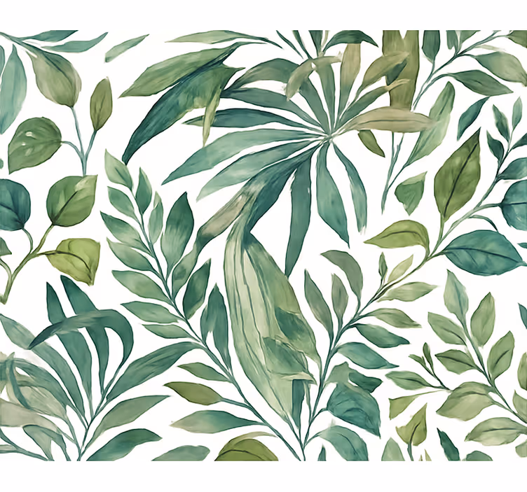 Papier peint feuillage feuilles de jungle aquarelle - TenStickers