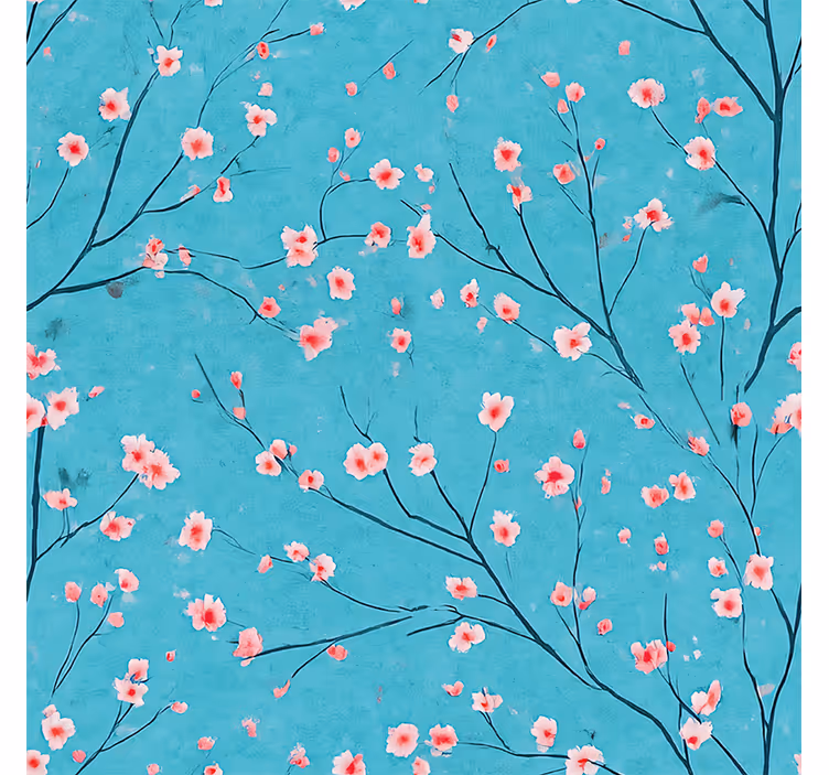 Papier peint floral fleurs de cerisier turquoise - TenStickers