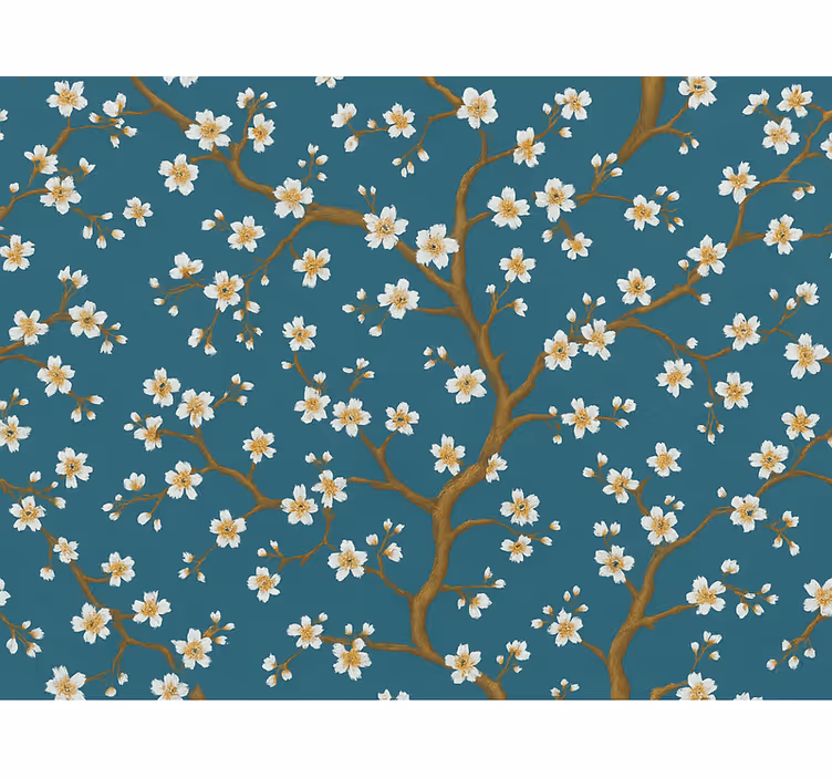 Papier peint floral fleur d'or teal - TenStickers