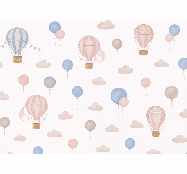 Papier peint chambre bébé ballons rêves pastel - TenStickers