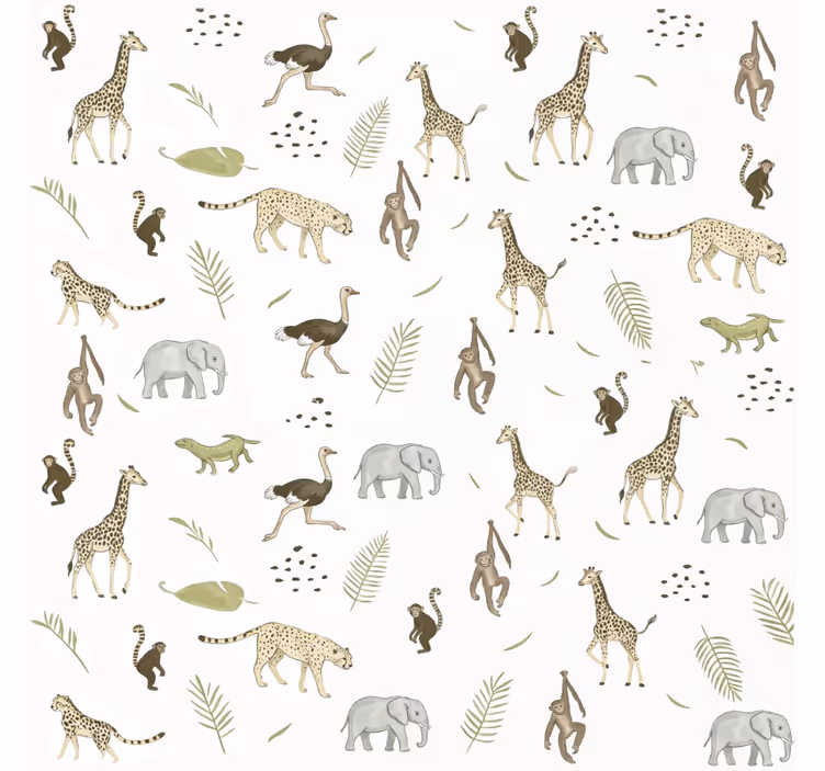 Papier peint chambre enfant animaux de la savane - TenStickers