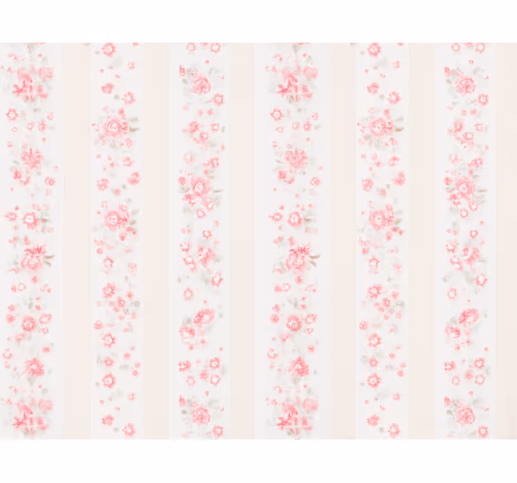 Papier peint chambre enfant rayures florales rétro roses - TenStickers
