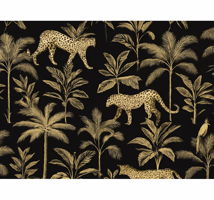 Papier peint chambre adulte fond noir animaux beiges - TenStickers