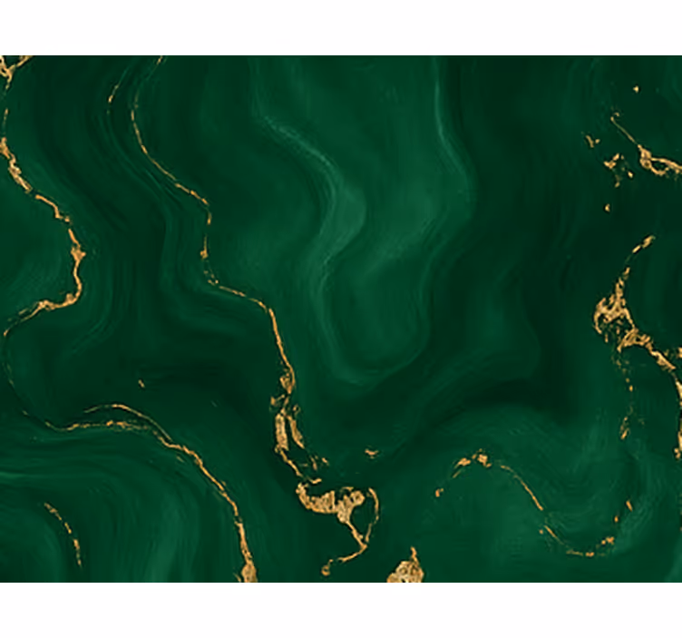 Papier peint chambre adulte vert émeraude marbré or - TenStickers