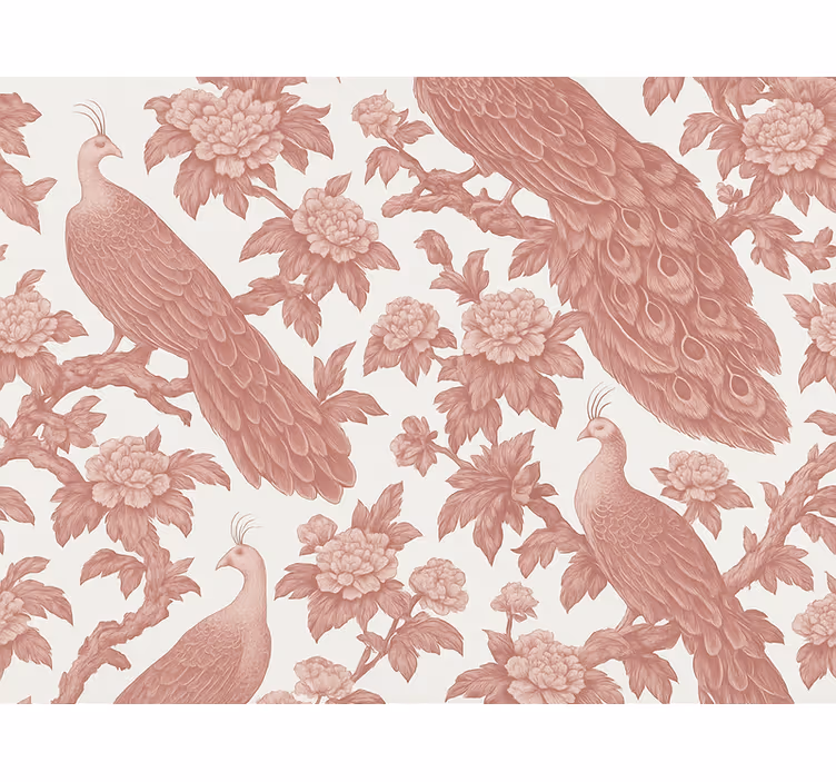 Papier peint chambre adulte motif paons roses - TenStickers