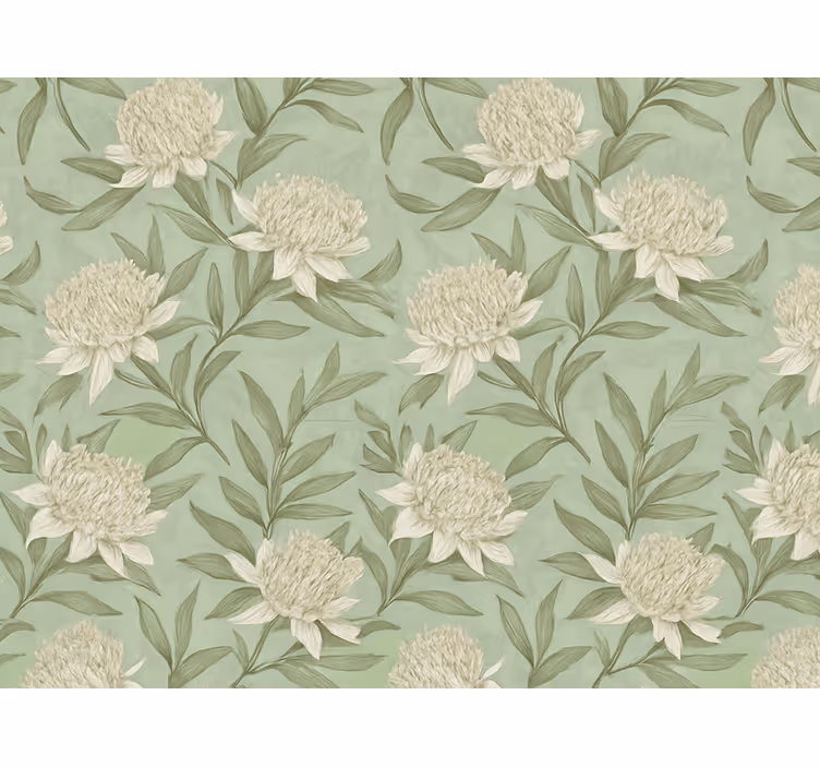 Papier peint salon fleurs de protéa blanches - TenStickers