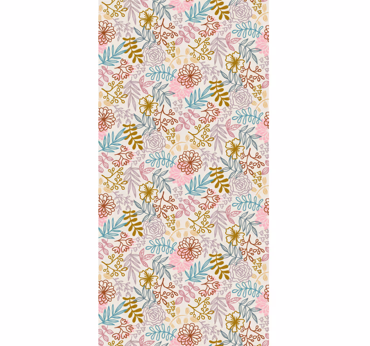 Papier peint floral dessin linéaire multicolore - TenStickers