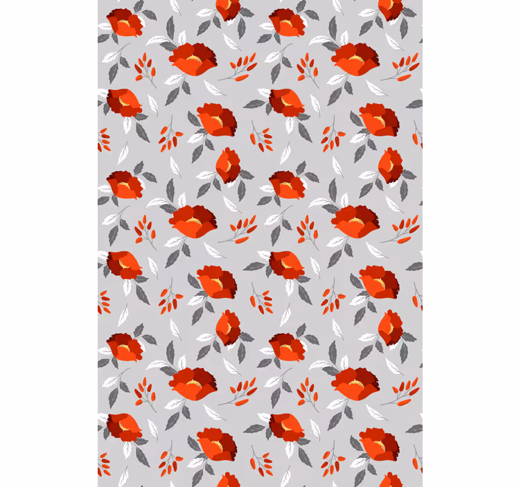 Papier peint floral coquelicots rouges flottants - TenStickers