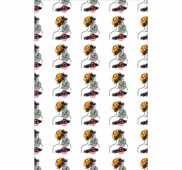 Papier peint floral visage de femme éblouissant - TenStickers