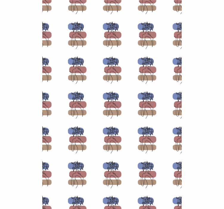 Papier peint floral design femme géométrique - TenStickers
