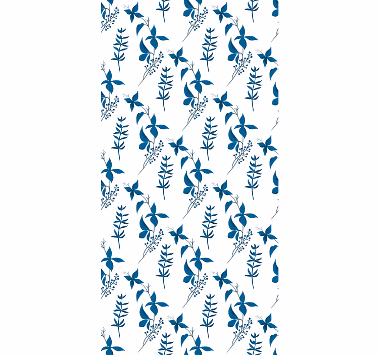 Papier peint fleuri motif fleurs bleues - TenStickers