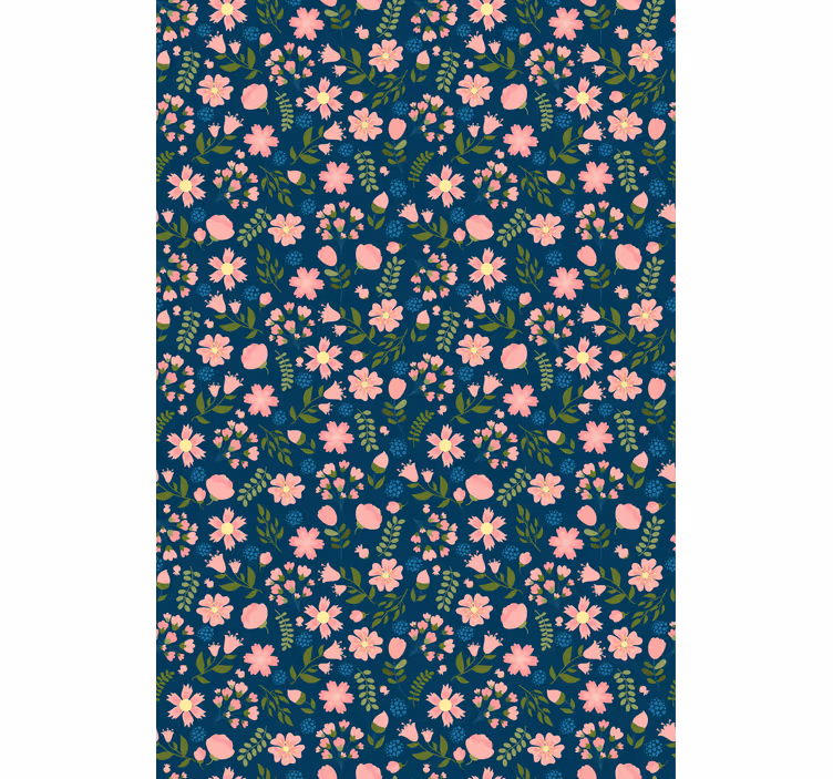 Papier peint fleuri 'floflo' bleu - TenStickers