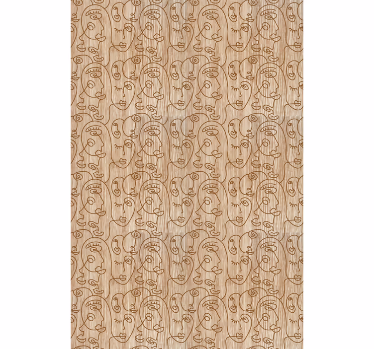 Papier peint chambre adulte femmes dessinées beige abstrait - TenStickers