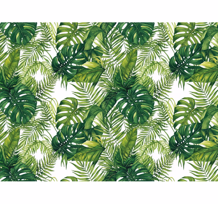 Papier peint cuisine feuilles vertes de la forêt tropicale - TenStickers