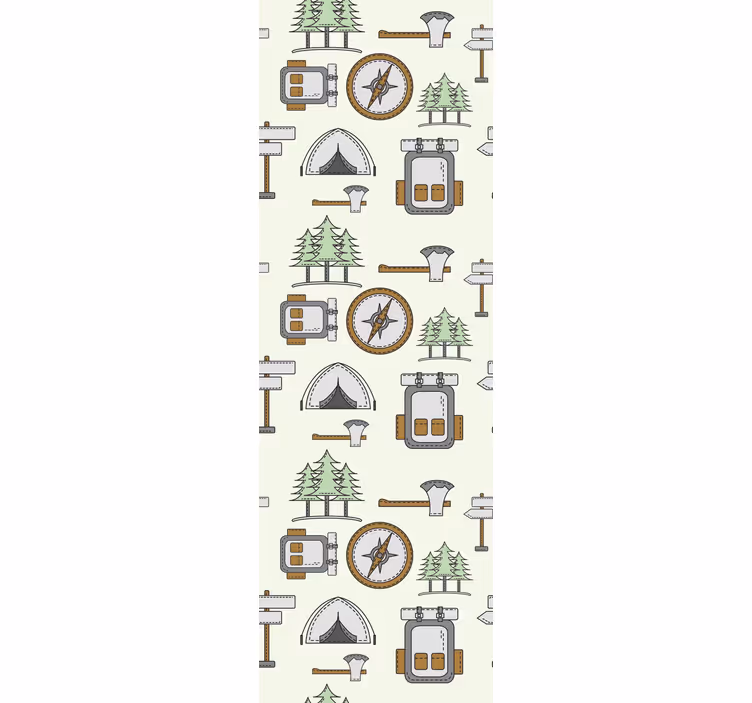 Papier peint chambre sac de camping, bol, boussole - TenStickers