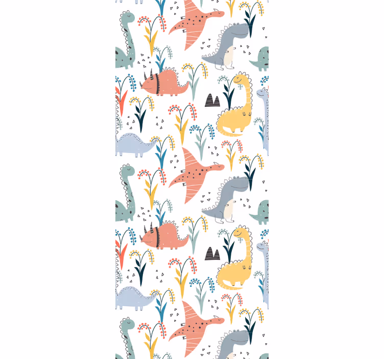Papier peint chambre motif dinosaures et arbres colorés - TenStickers