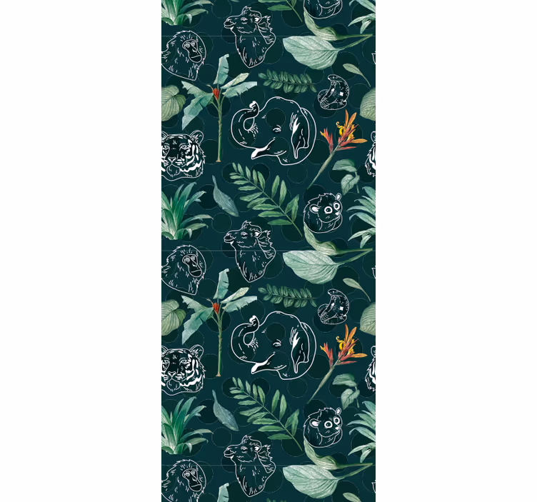 Papier peint chambre motif animaux et arbres colorés - TenStickers