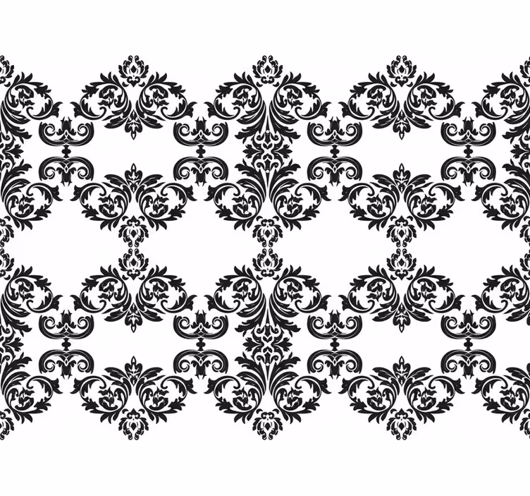 Papier peint baroque motif floral damassé noir - TenStickers