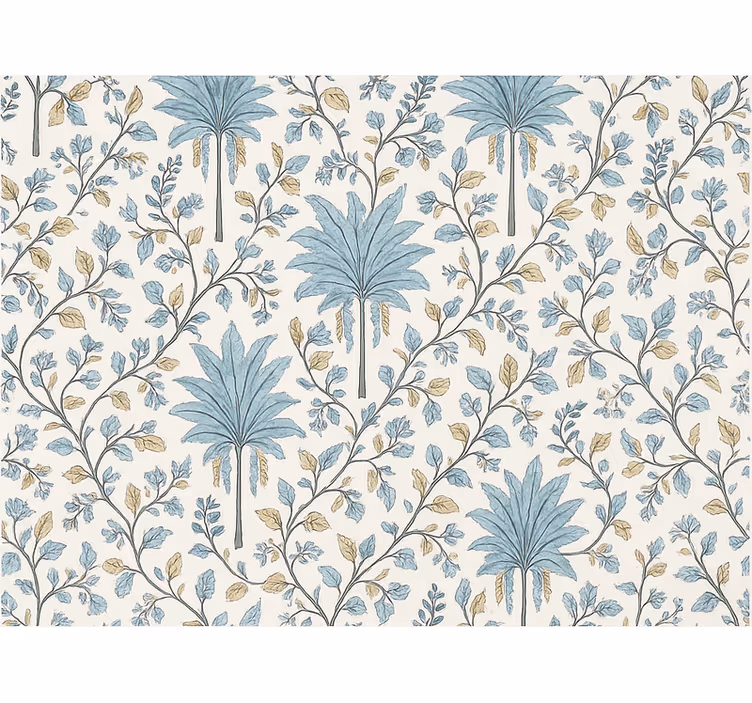 Papier peint arbres palmiers botaniques bleu-vert - TenStickers