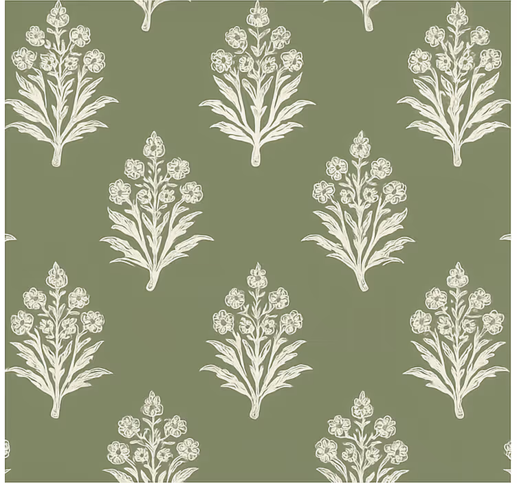 Papier peint floral imprimé floral vert boueux - TenStickers
