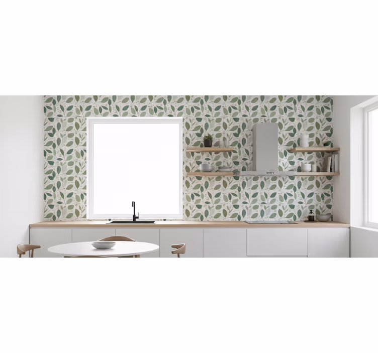 Papier peint feuillage motif feuilles simples - TenStickers