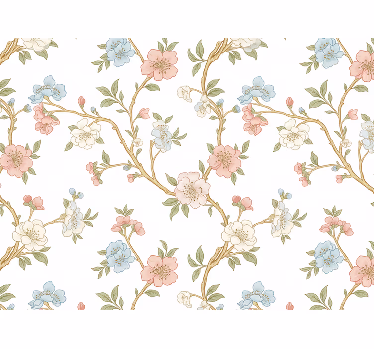 Papier peint floral style branches fleuries - TenStickers